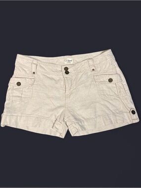 Ci Sono Cream Cargo Pocket Women's Shorts with Button Accents